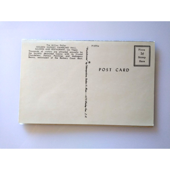 Golden Nugget Gambling Hall Casino Postcard Foldout MENU Las Vegas Nevada Chrome - Picture 4 of 4